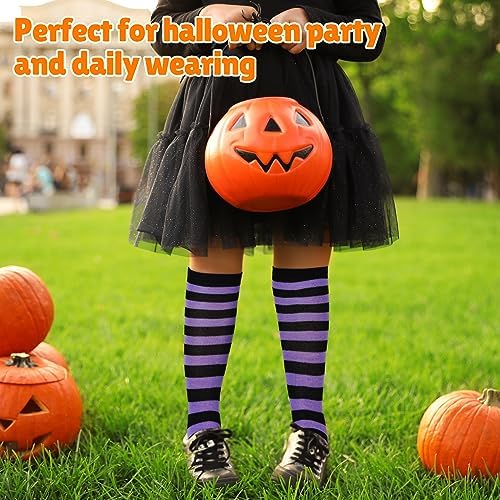 3 Pairs Girls Spooky Halloween Striped Socks for Long Investments
