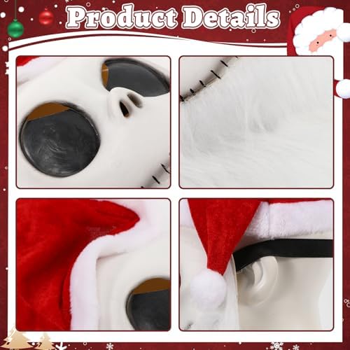 2x Jack Skellington Santa Mask Costume for Adults