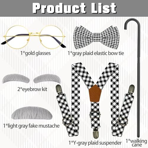 Kids Old Man Costume 100 Days of School Fake Beards for Boys