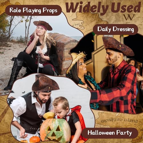 Xeehwb Brown Faux Leather Pirate Hat - Perfect Roleplay Accessory