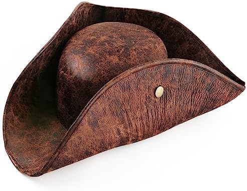 Srnede Pirate-Hat Tricorn Brown Faux Leather