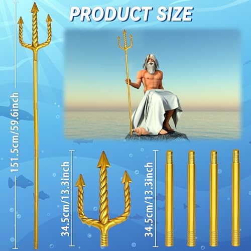 Amlisia 60Inch Gold Trident Plastic Trident King Neptune Costume Accessory
