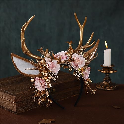 Rebecca Antler Gold Flower Forest Fairy Handmade Handband