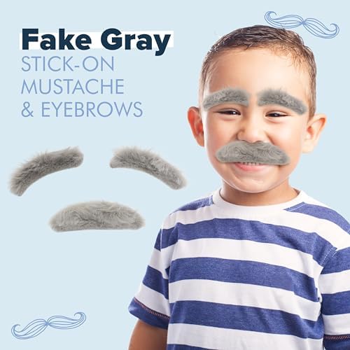 Fake Mustache for Kids Halloween and Grandpa Costumes