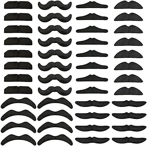 48-Piece Self-Adhesive Fake Mustaches for Halloween Party Accessories