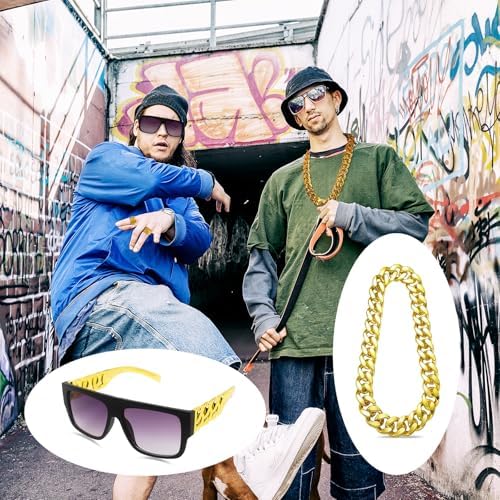 Boonbery 80s 90s Hip Hop Costume Kit for 80s90s Themed Party Supplies
