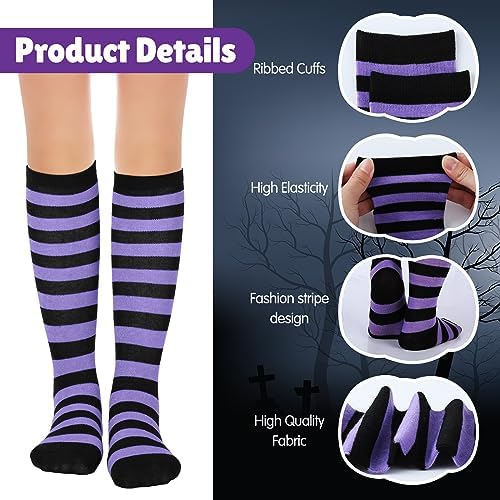3 Pairs Girls Spooky Halloween Striped Socks for Long Investments