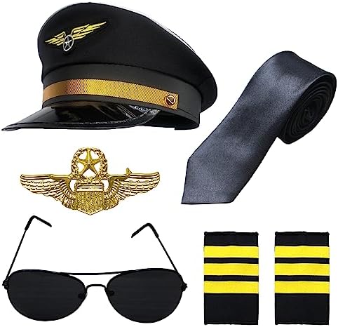 6-Piece Captain Pilot Costume Set