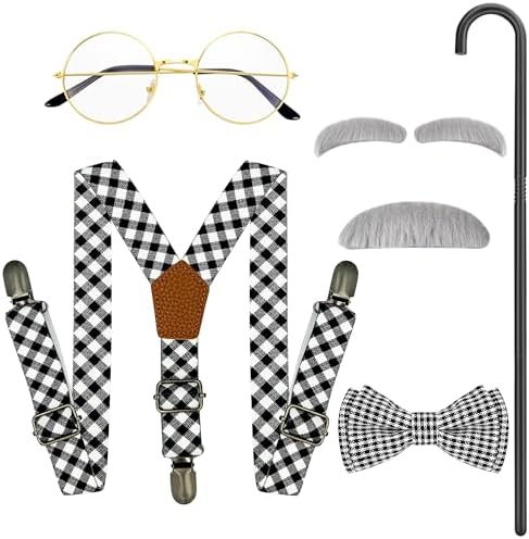 Kids Old Man Costume 100 Days of School Fake Beards for Boys