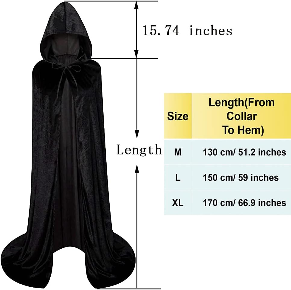 Full Length Halloween Robe Cloak Long Velvet Cape for Men Women