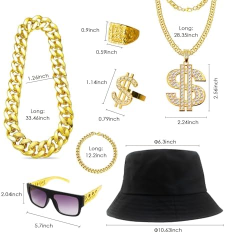 Boonbery 80s 90s Hip Hop Costume Kit for 80s90s Themed Party Supplies