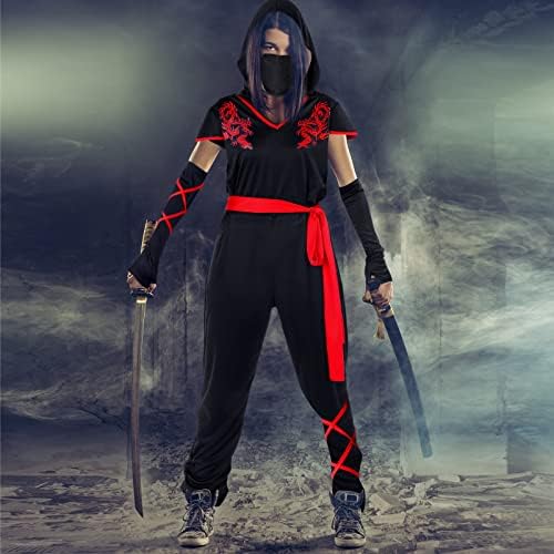 Jiuguva 9-Piece Ninja Costume Set for Women - Halloween More