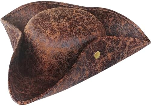 Xeehwb Brown Faux Leather Pirate Hat - Perfect Roleplay Accessory