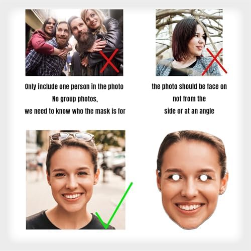 Personalized Photo Face Masks - Custom Party Accessories for Men Women Girls