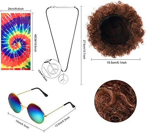Didaey 5-Piece Hippie Mens Costume Set 60s-70s Themed Party Accessories