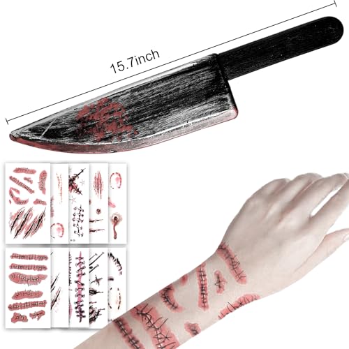 Btanadi Fake Knife Spooky Halloween Cosplay Setup with Fake Blood
