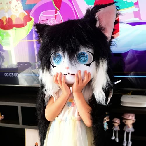 SMILETERNITY Animal Head Cat Fursuit Cut Mask Costume prop