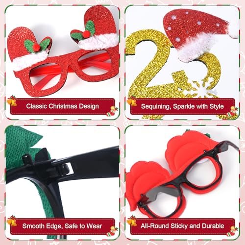 12PCS Santa Reindeer More - festive Eyewear for Kids Women Men