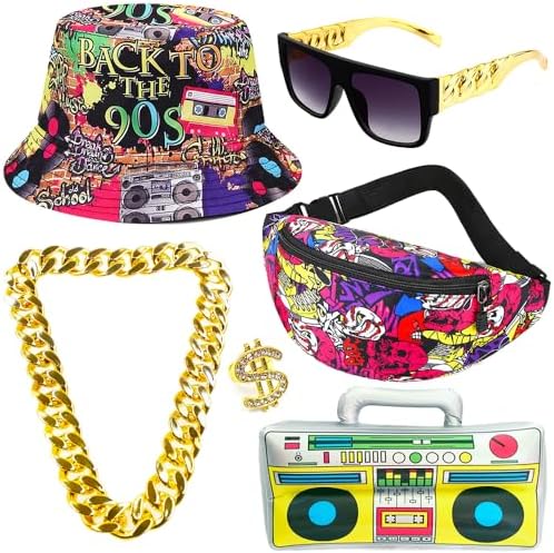 Gionforsy 80s90s Hip Hop Costume Kit for Rappers