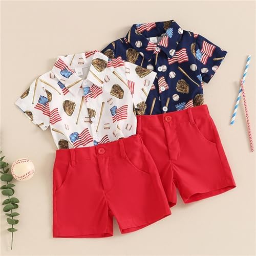 Checkered Baseball Summer T-Shirt 2Pcs for Baby Boys Girls