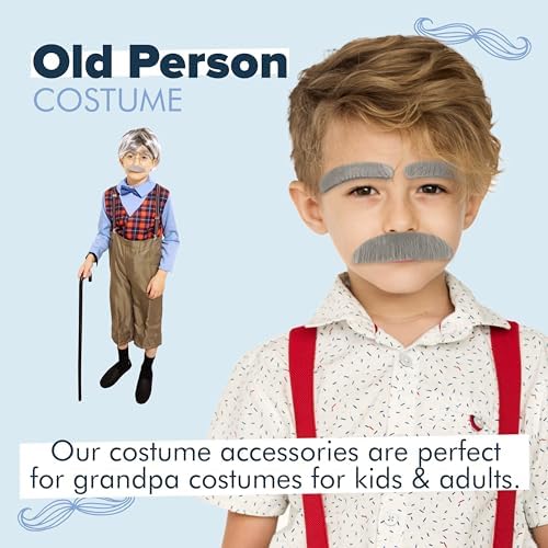 Fake Mustache for Kids Halloween and Grandpa Costumes