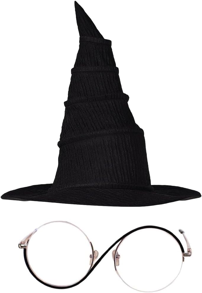 Pacreck Elphaba Cosplay Glasses and Witch Hat Wicked Witch Costume Accessories