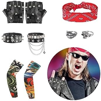 9-Piece Rockstar Punk Accessories Set for Men