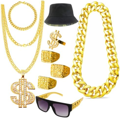 Boonbery 80s 90s Hip Hop Costume Kit for 80s90s Themed Party Supplies
