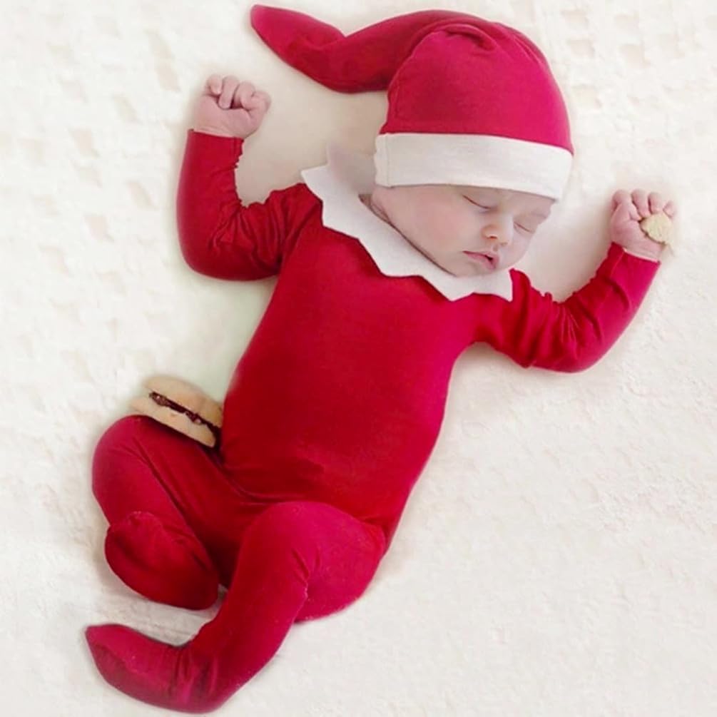 Newborn Photography Props Outfits Christmas Hat Leggings for Baby