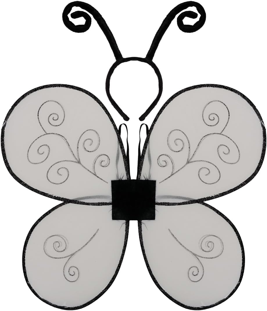 Funcredible Black Butterfly Wings Headband Costume Set