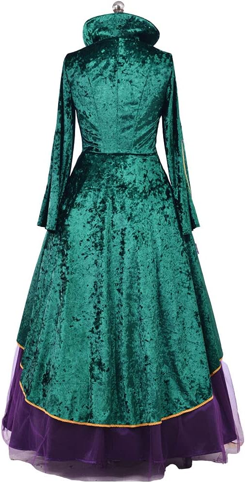 Womens Plus Size Medieval Green Velvet Dress Halloween Witch Costume Robe