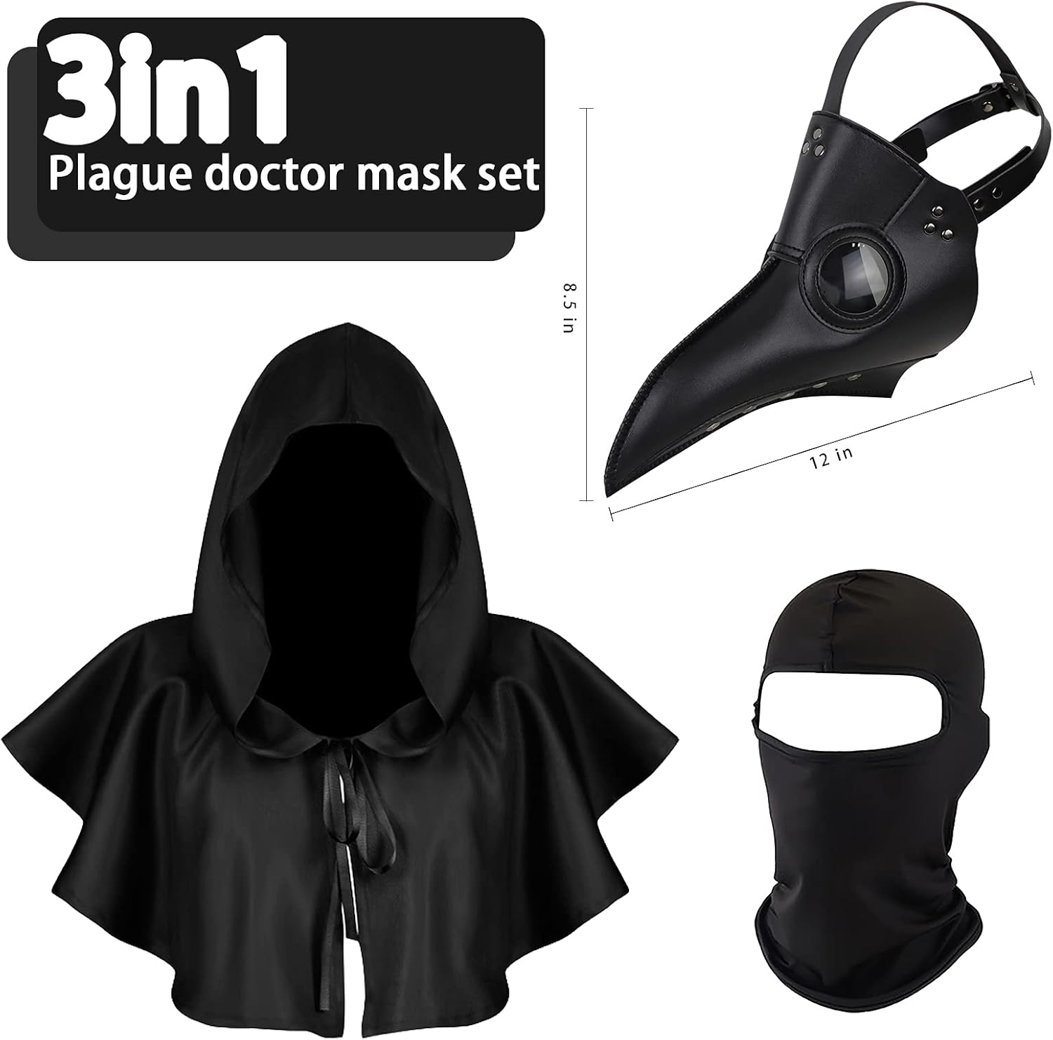 NC Halloween Plague Doctor Mask Steampunk Costume Set