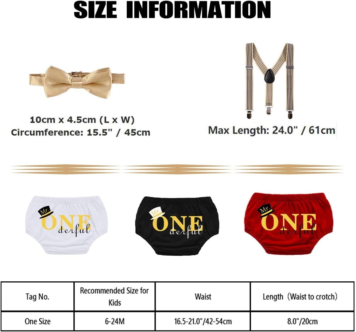 Mr ONE Derful Cake SmashInOutfits for Baby Boys - 3Pcs Party Set