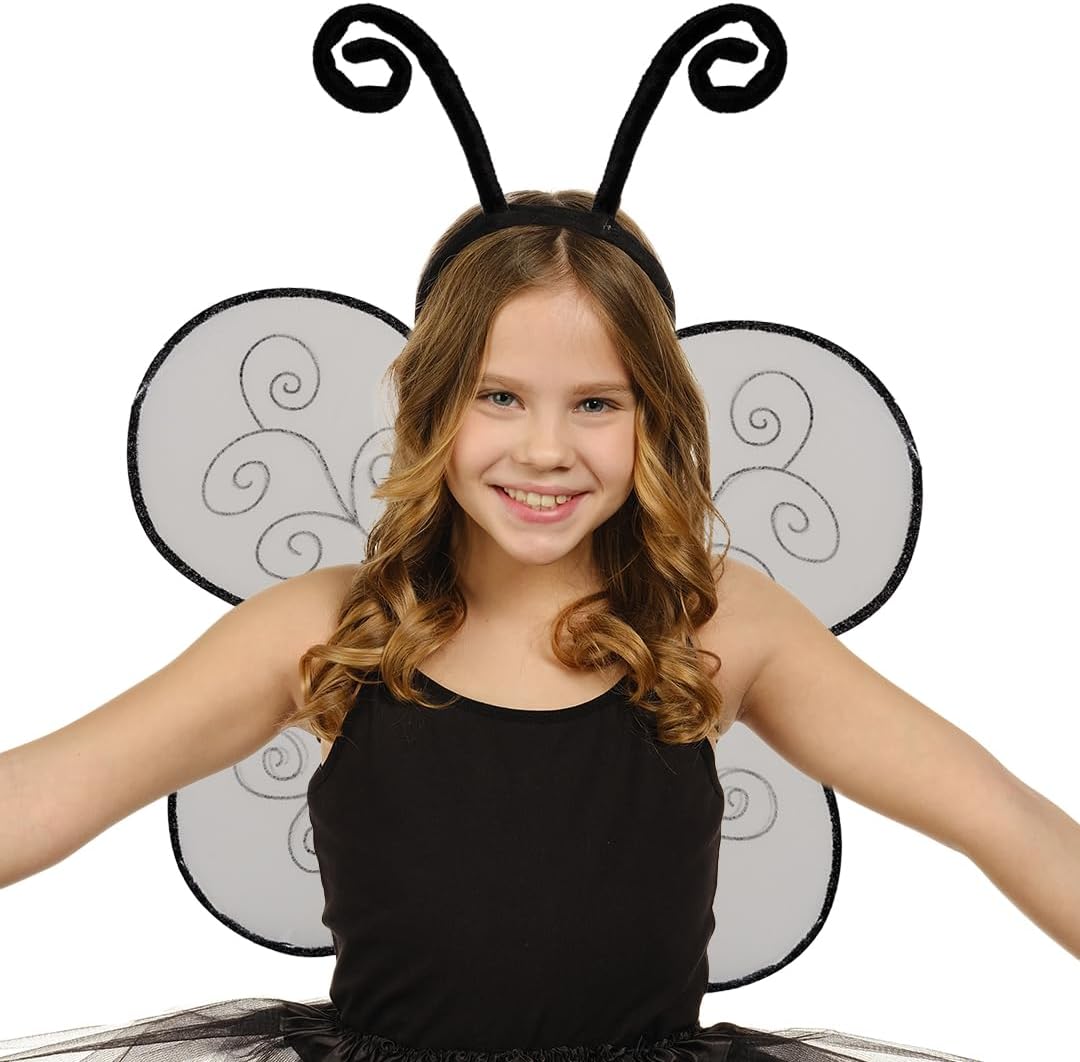 Funcredible Black Butterfly Wings Headband Costume Set