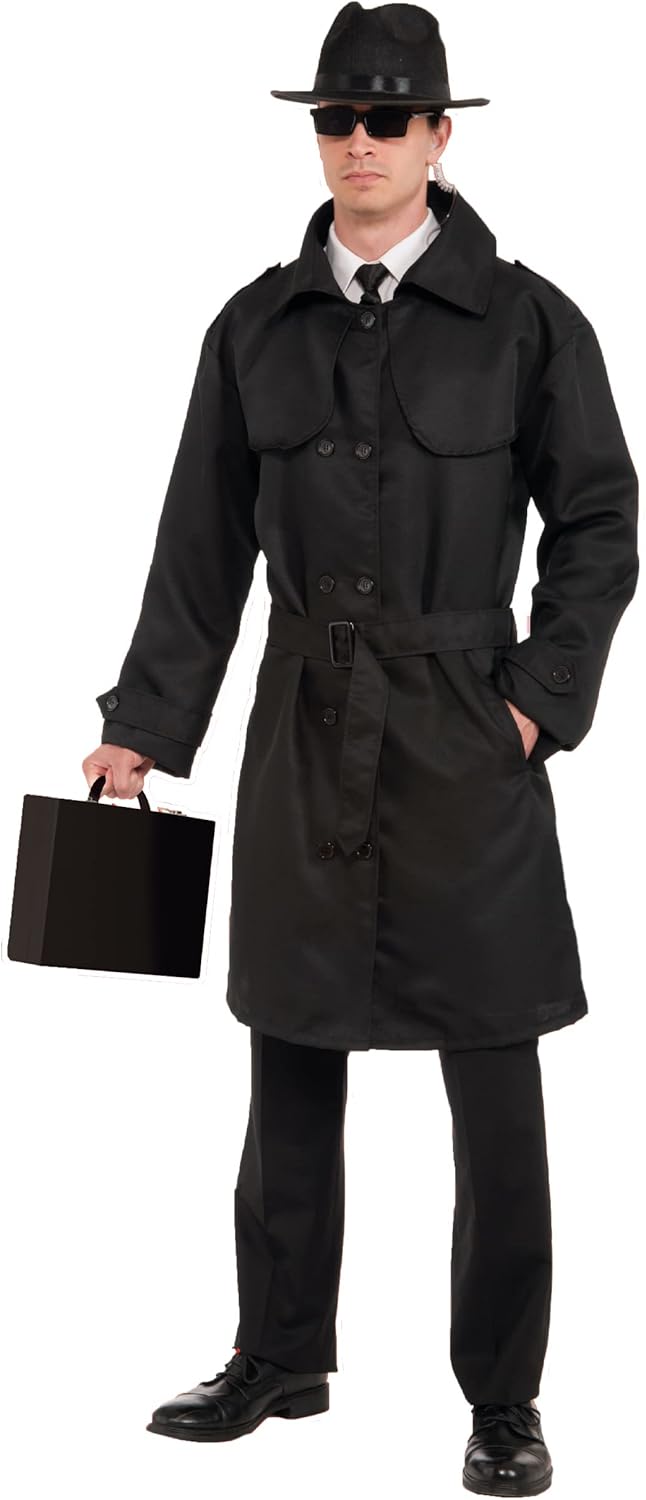 Secret Agent Spy Trench Coat Black
