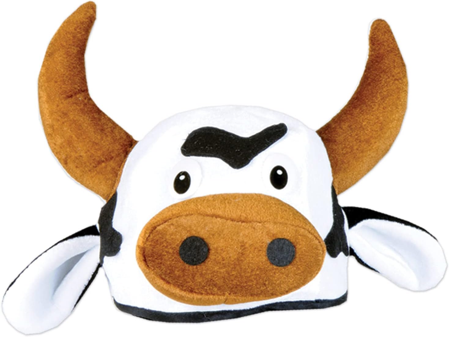 Unique Plush Cow Head Hat for Men Halloween Party Accessories