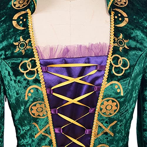 Womens Plus Size Medieval Green Velvet Dress Halloween Witch Costume Robe