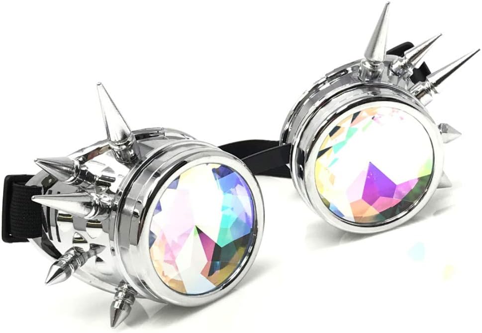 UMBRELLALABORATORY Crystal Rainbow Kaleidoscope Steampunk Goggles