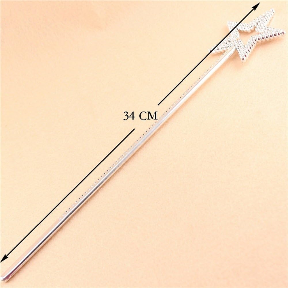 AKOAK Star Wand 13 Inches Silver Fairy Princess Angel Wand Luxury Party Wand