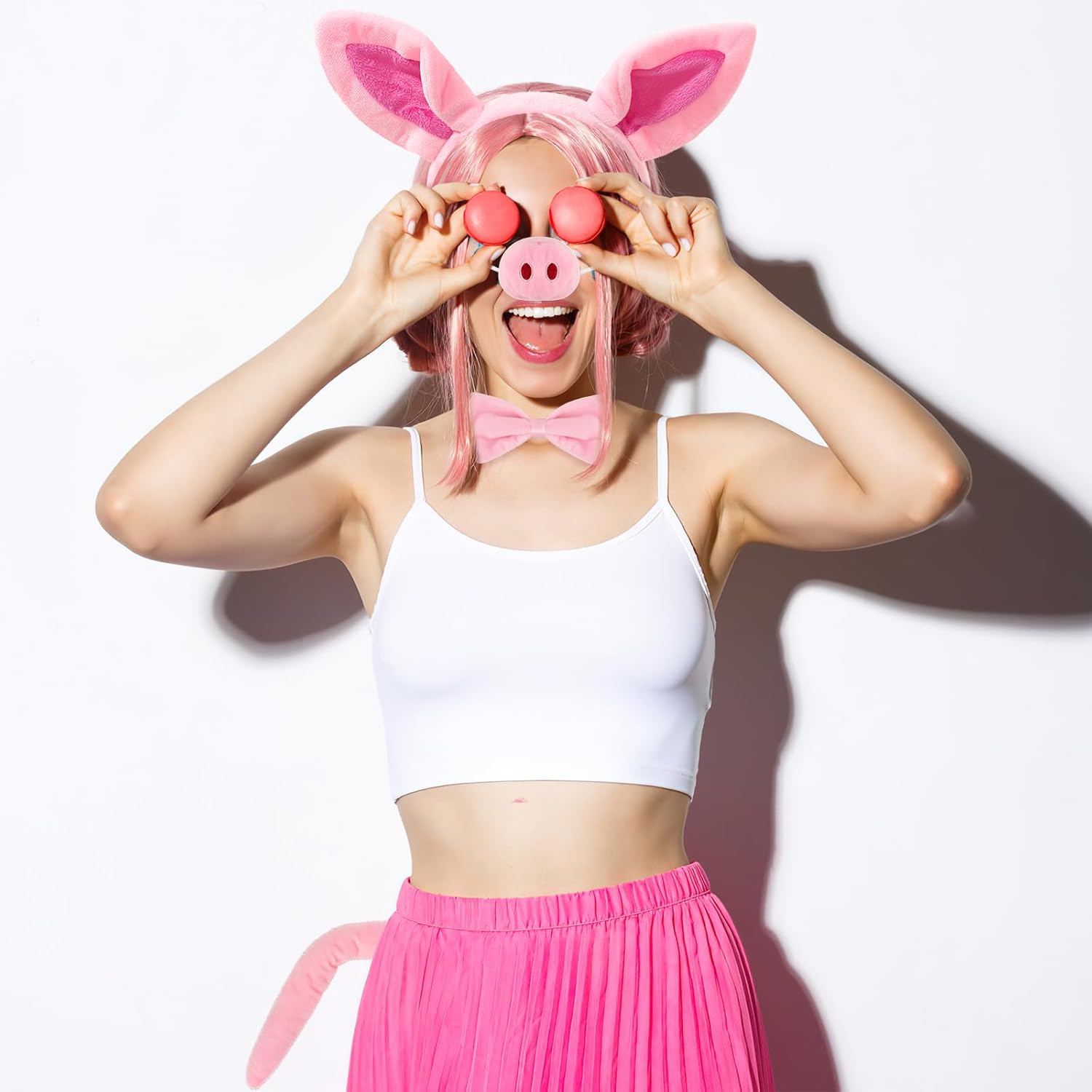 Mototo 4-Piece Fluffy Pink Pig Accessories Set