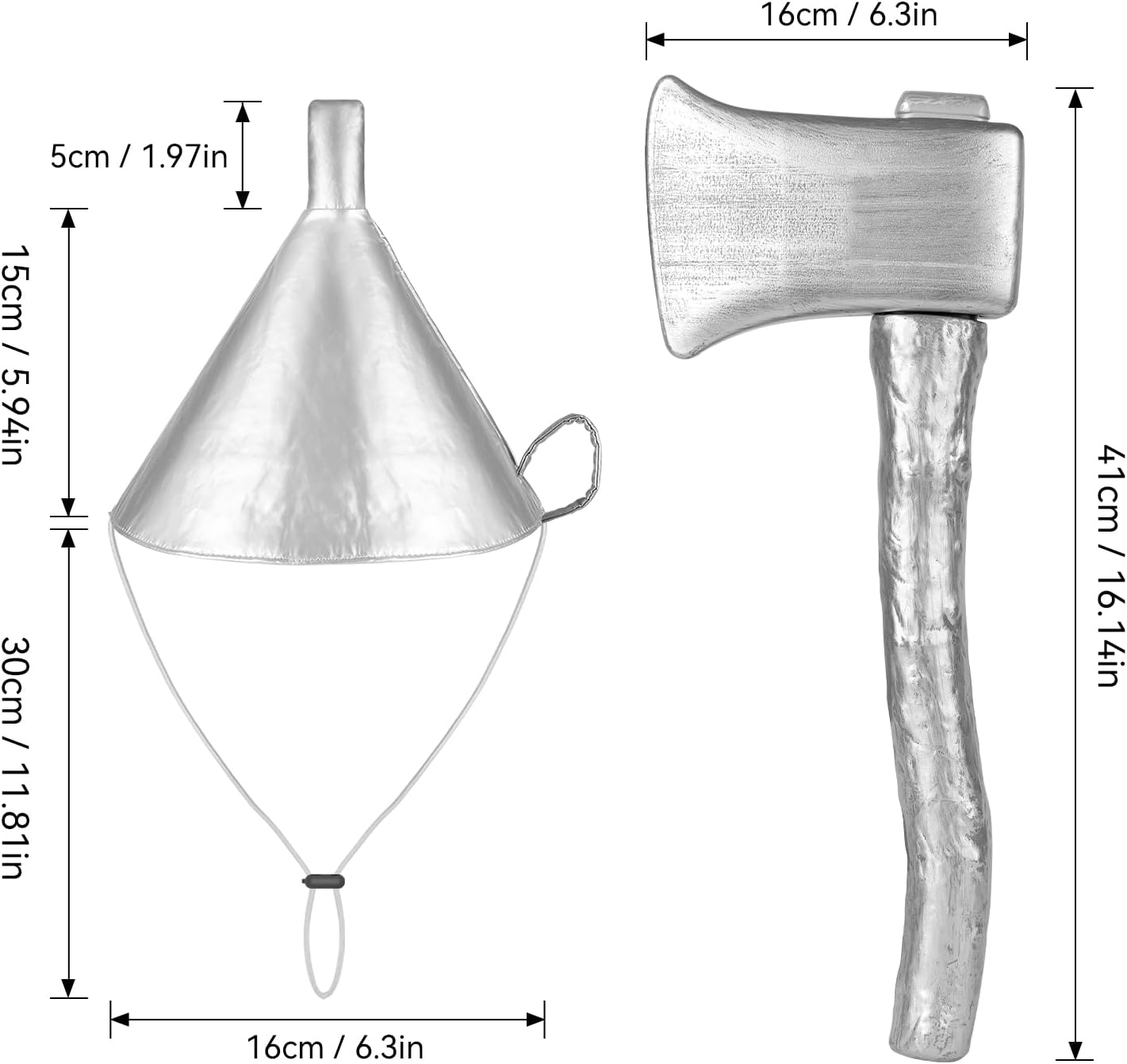 ZIZWO Silver Axe Funnel Hat Set