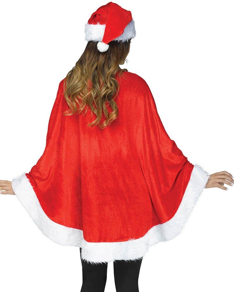 Fun World Santa Poncho Natural Plush Pull Over Poncho