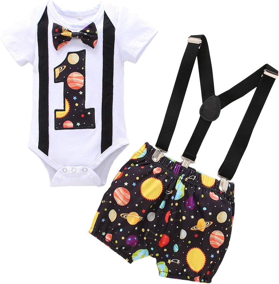 Space Themed 1st Birthday Outfit for Baby Boys