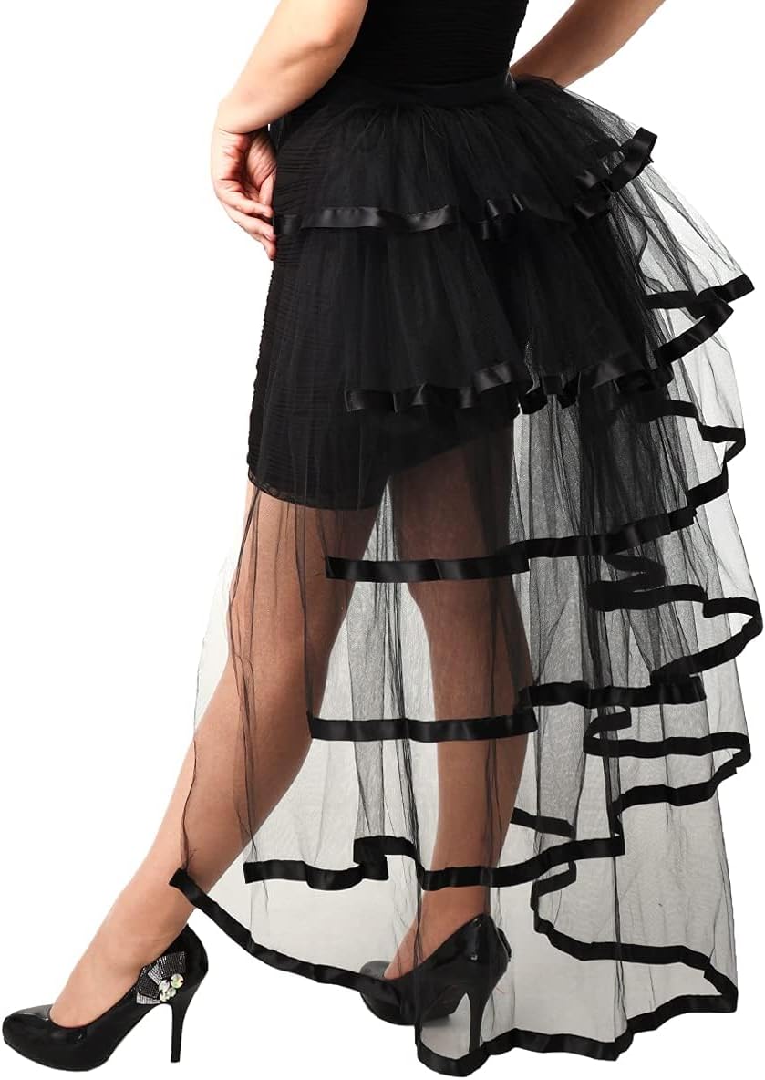 Steampunk Burlesque Bustle Skirt 6-Layer Tie-On Belt Tulle Tutu Over Skirt