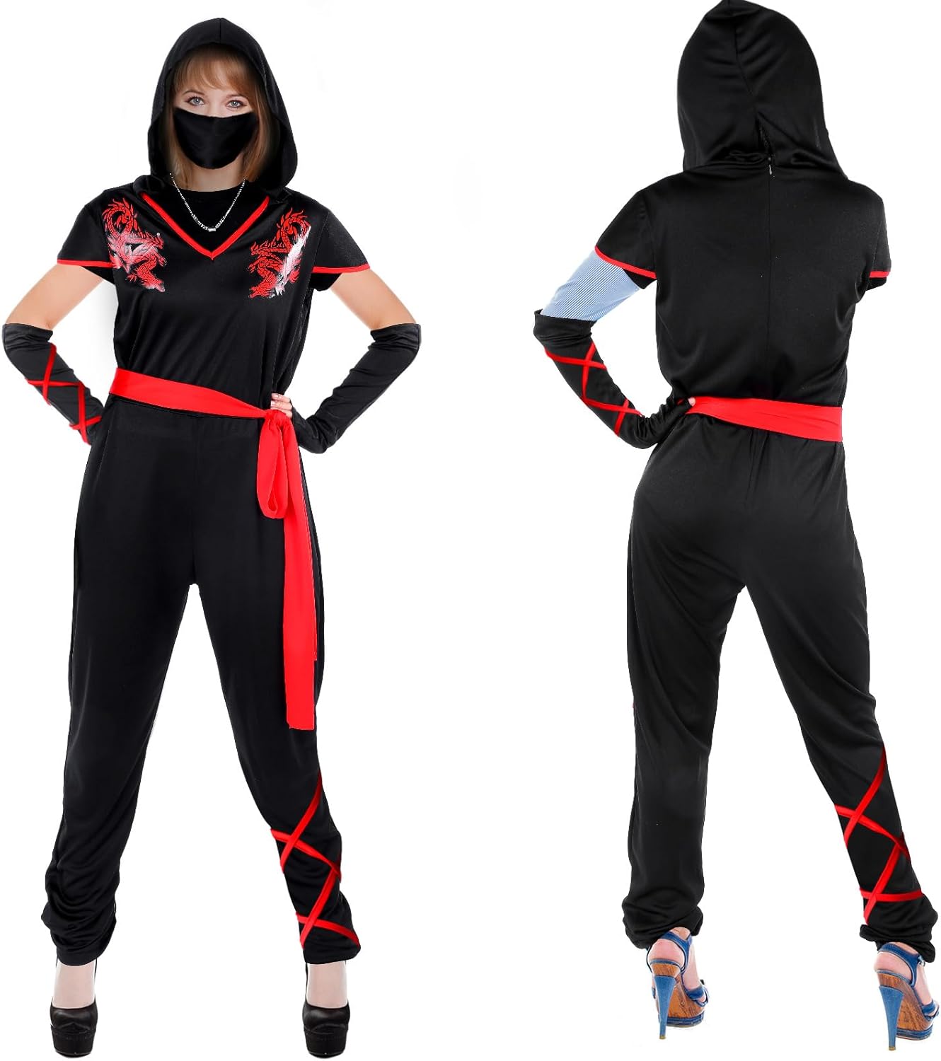 Jiuguva 9-Piece Ninja Costume Set for Women - Halloween More
