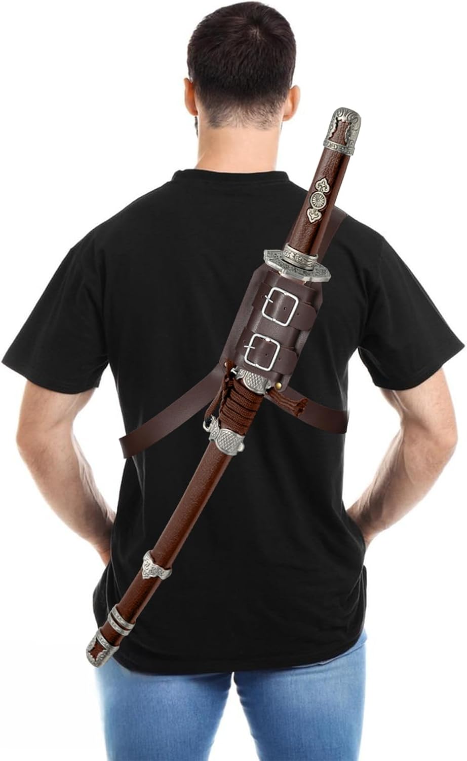Medieval Leather Back Sword Shoulder Holster Adjustable