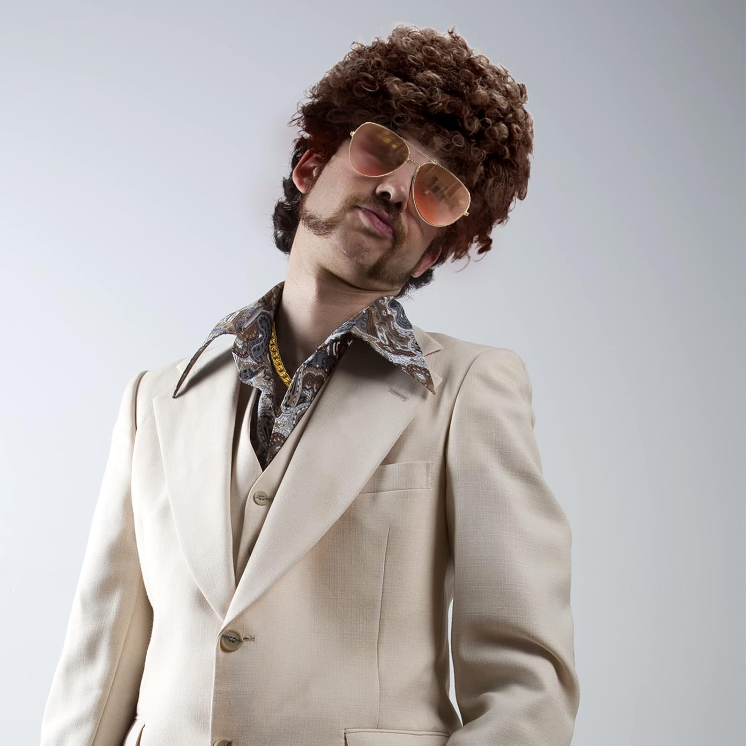 Genuine Retro 70s Hippie Disco Costume Set for Men