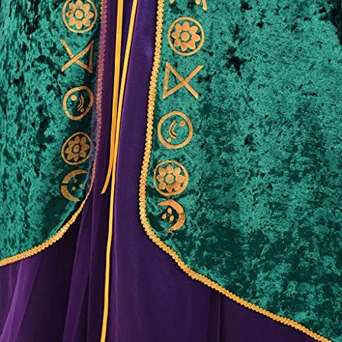 1791s Lady Halloween Witch Costume - Green Velvet Dress for Women