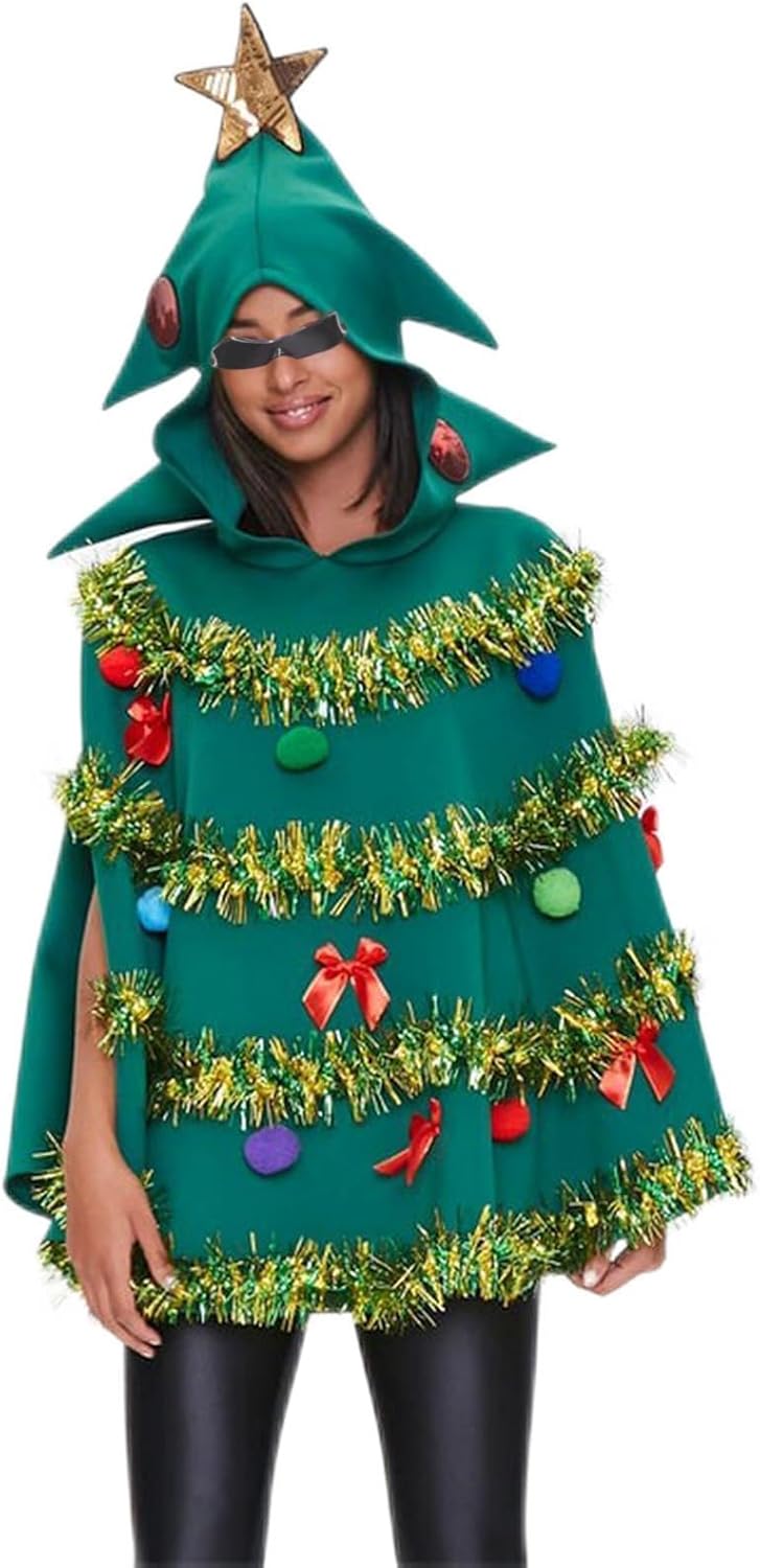 Michellecmm Christmas Tree Poncho Costume Women