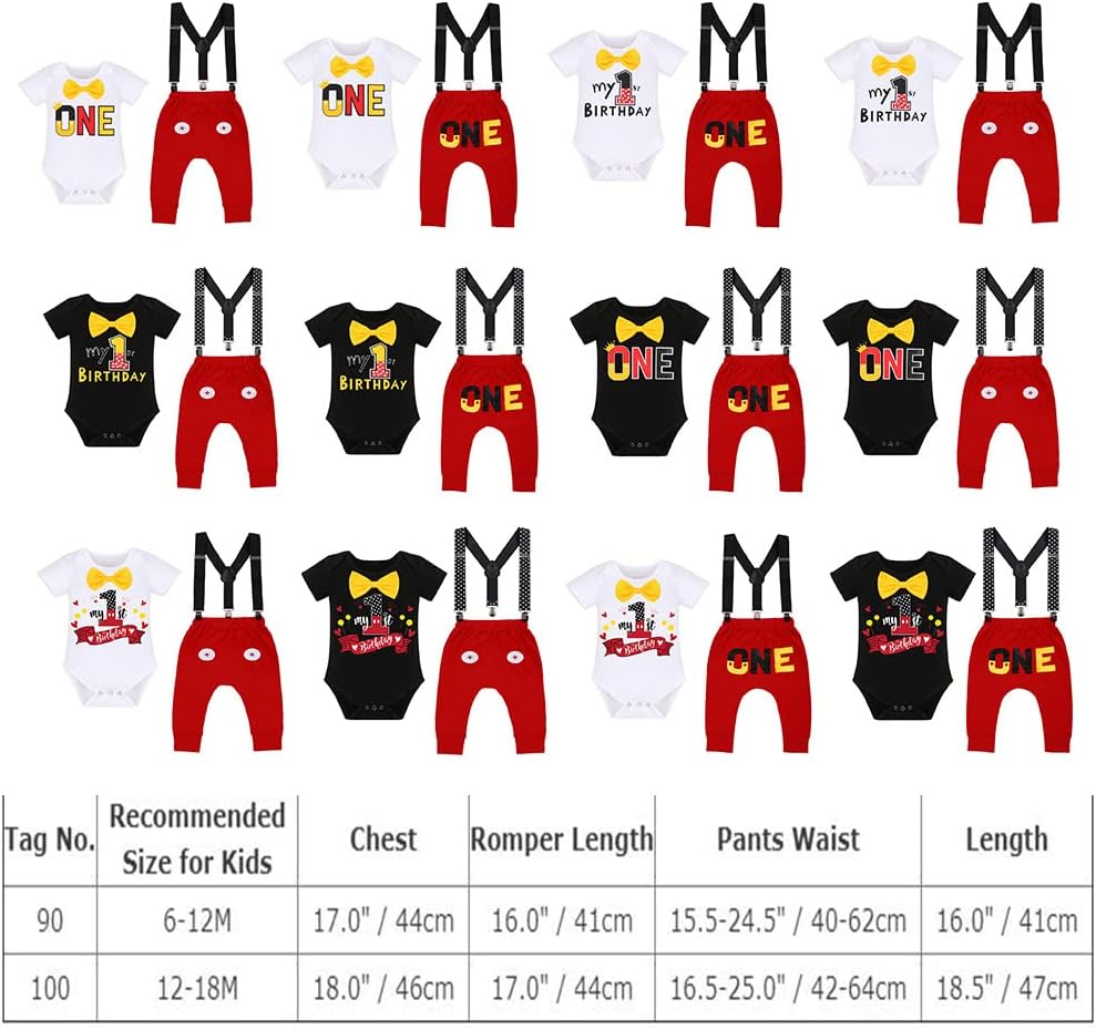 IBTOM CASTLE Baby Boys 1st Birthday First Birthday Fancy Costume Cake Smash Outfits